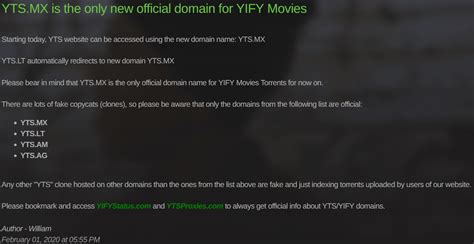 The only Official site for YIFY movies. I hope that this helps  .